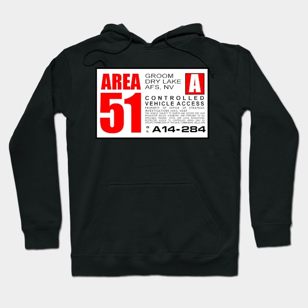 Area 51 Perimiter Warning Sign - Red Hoodie by Starbase79